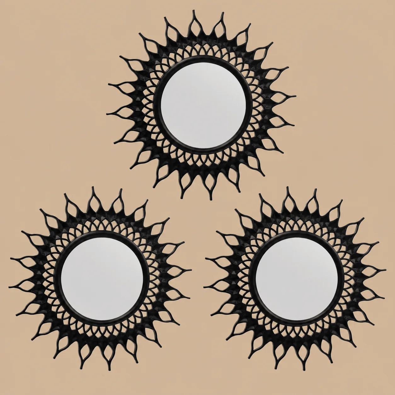 Black Round Wall Mirrors, Set of 3: the shop's own photo