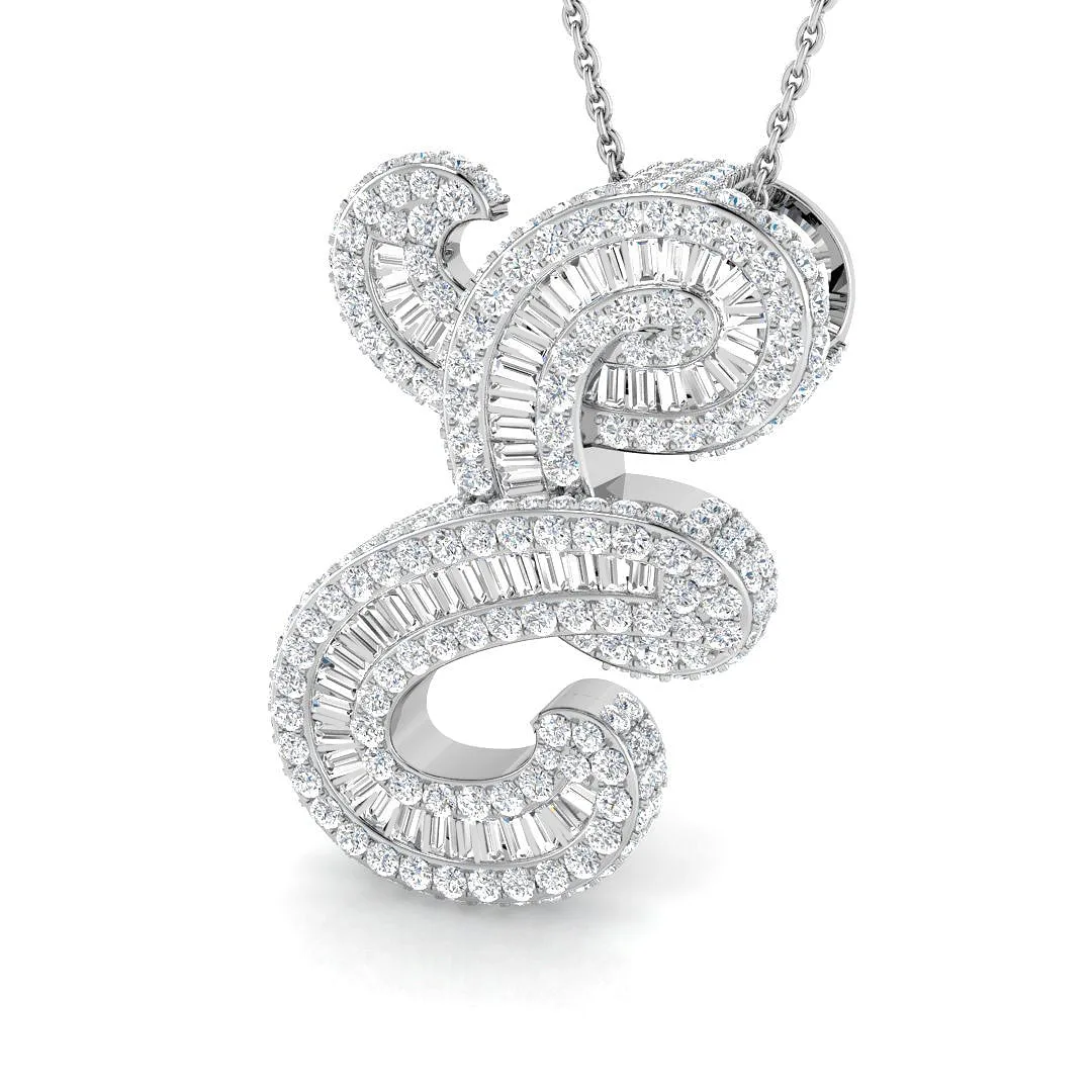 White Gold Diamond Script Initial Pendant - Lab-Grown Diamond / 18k Yellow Gold / 4: the shop's own photo
