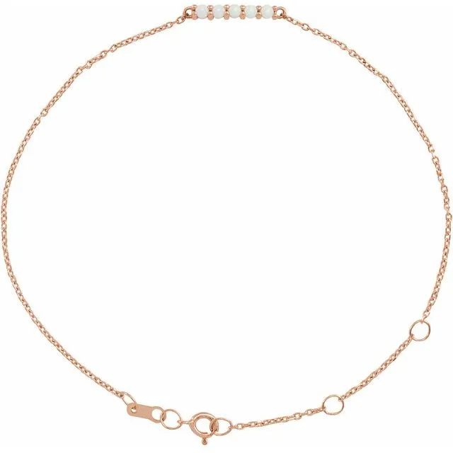 Natural Ethiopian Opal Round Cabochon Bar Bracelet In Set - 18k Yellow Gold / 0.65 Carat / Lab-Grown-AAA: the shop's own photo