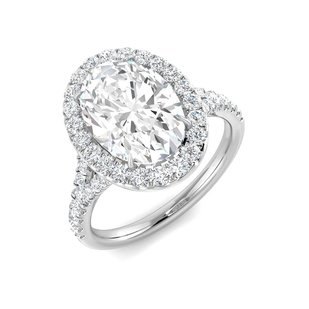 Lab Grown Round & Oval Cut Diamond Halo Engagement Ring - Lab-Grown Diamond / 1.50 Carat / 18k Yellow Gold: the shop's own photo