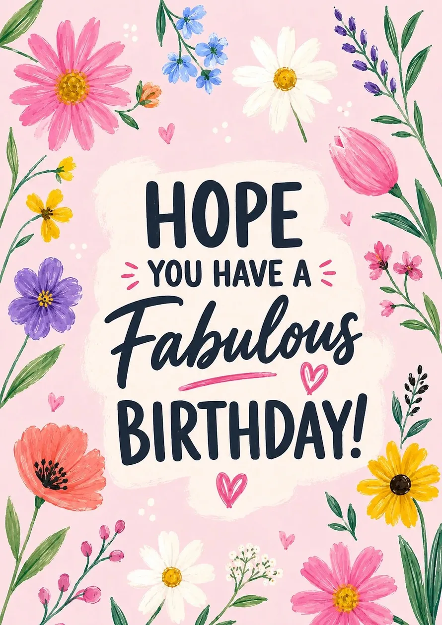 Colourful Wildflower Floral Fabulous Birthday Card for Her: the shop's own photo