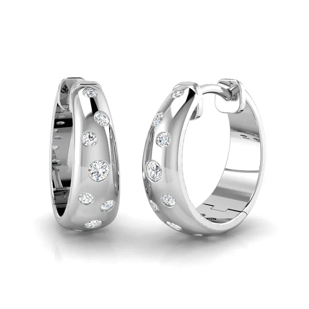 Hoop Earrings - Geometric 0.25ct Diamond Sparkle - Lab Grown Diamond / 18k Yellow Gold / 0.25: the shop's own photo