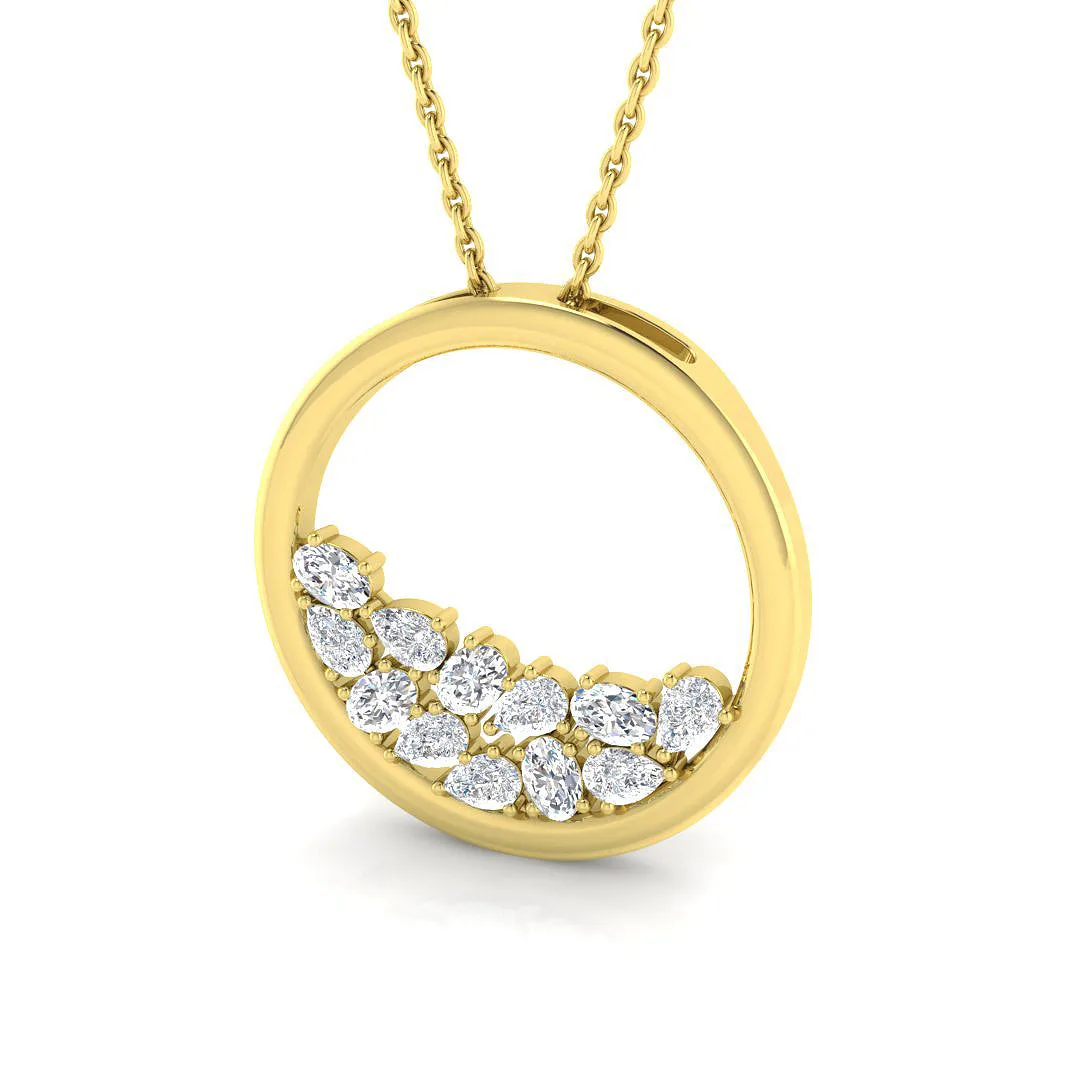 Diamond Circle of Life Pendant 0.5ct Gold & Platinum Necklace (Without Chain) - 9k Yellow Gold / Lab Grown Diamond (D/VVS) / 0.50 Carat: the shop's own photo