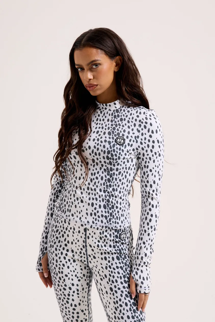 SKI SNOW LEOPARD PRINT LONG SLEEVE TOP - XS / Grey: the shop's own photo