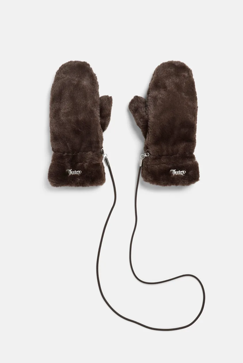 Java Drawstring Fur Mittens - ONE / Brown: the shop's own photo