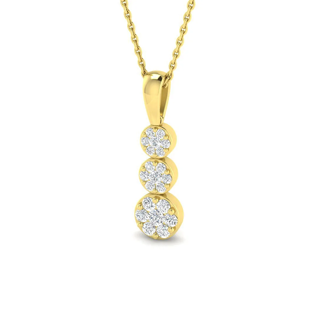 Three-Stone Diamond Pendant | Lab-Grown & Natural Diamond Necklace - 9k Yellow Gold / Natural Diamond(F/SI) / 0.33 Carat: the shop's own photo