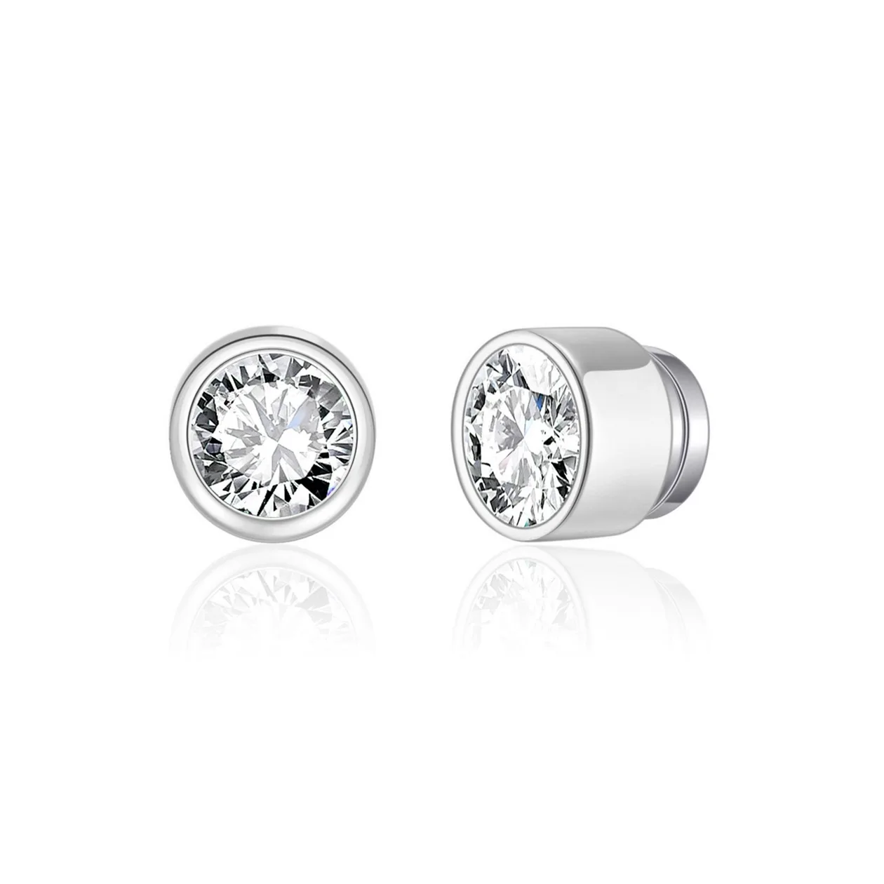 Silver Plated 6mm Magnetic Clip On Earrings Created with Zircondia® Crystals: the shop's own photo