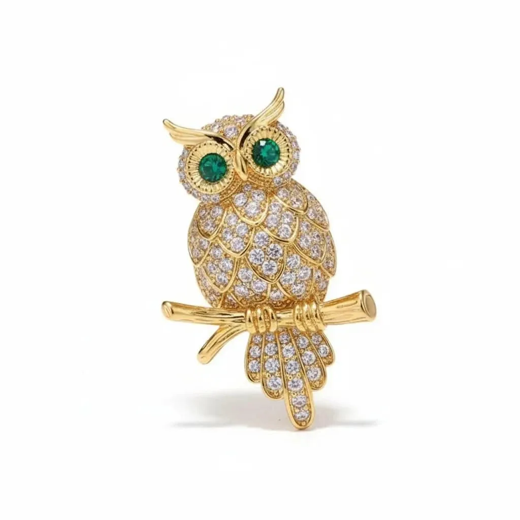 Green-Eyed Owl Brooch: the shop's own photo