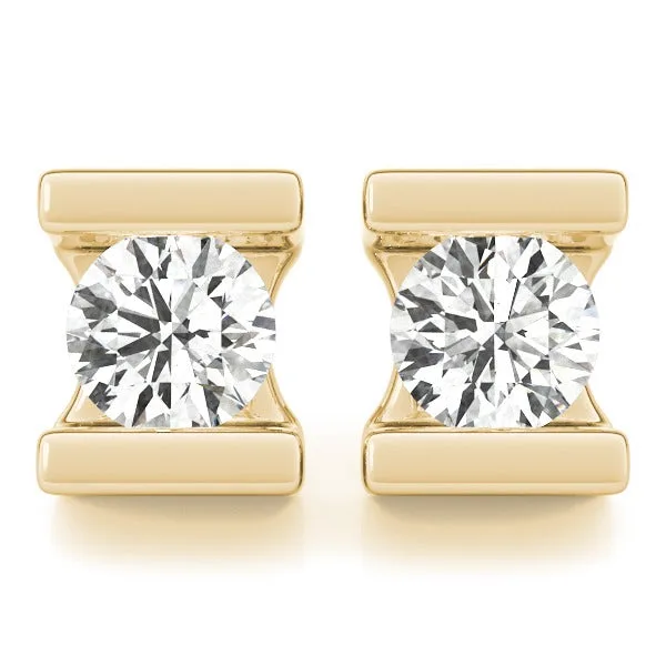 Stud Earrings with Lab Grown Round Diamond Tension Set - 9k Gold - 9k Yellow Gold / 0.33 Carat: the shop's own photo
