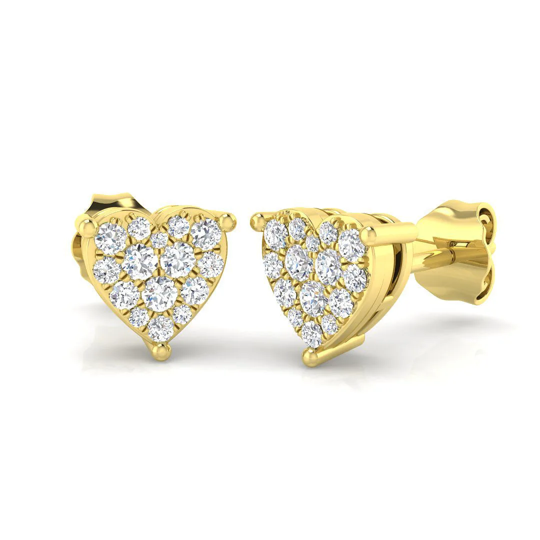 0.33ct Gold Diamond Cluster Earrings | Lab & Natural | 9K-18K & Platinum - 9k Yellow Gold / 0.33 Carat / Lab Grown Diamond(D-VVS): the shop's own photo