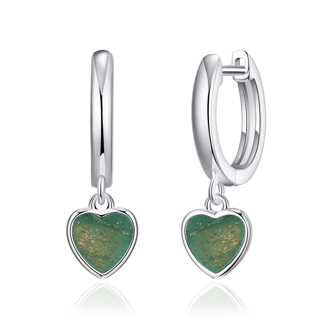 Green Aventurine Gemstone Heart Charm Hoop Earrings: the shop's own photo