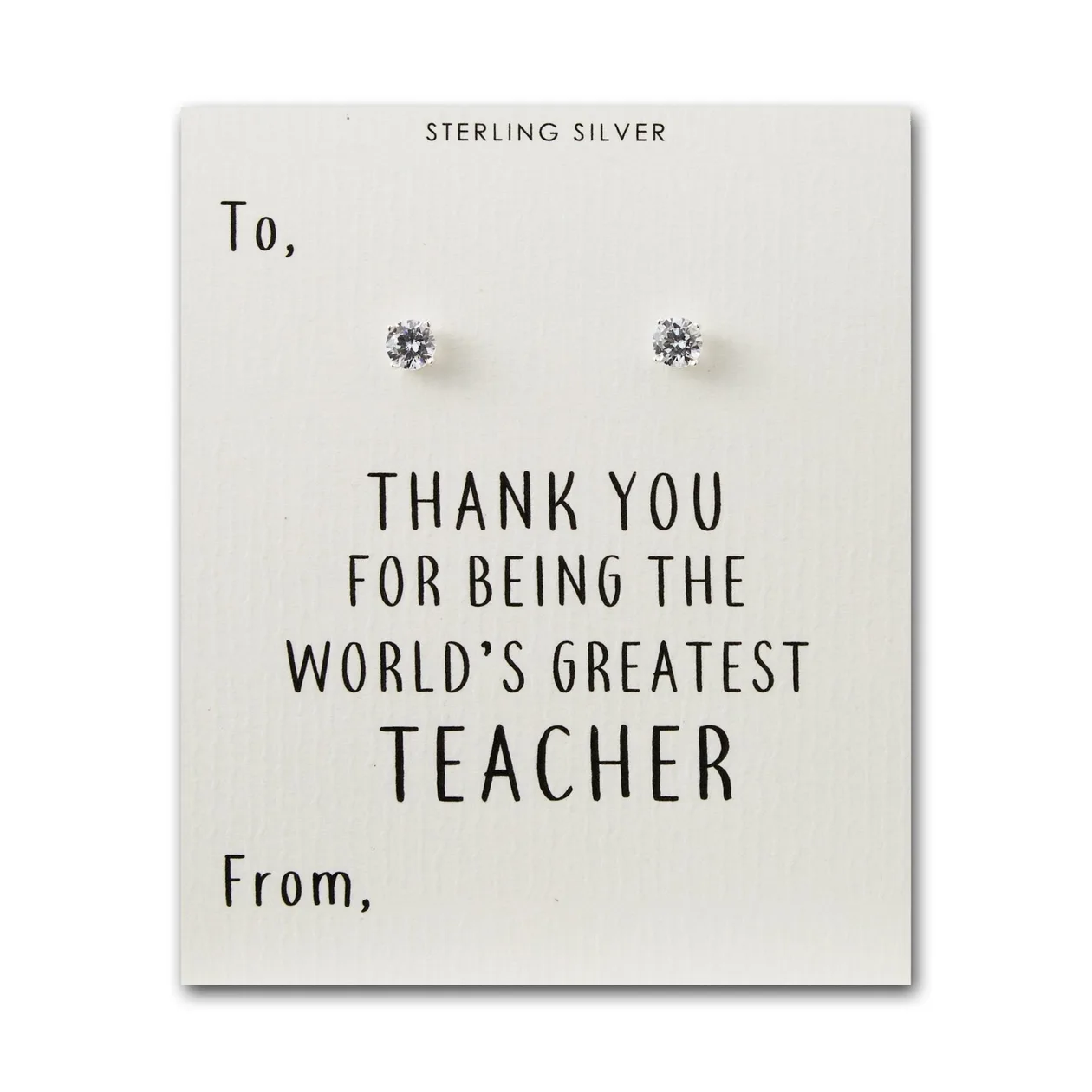 Sterling Silver World's Greatest Teacher Crystal Earrings: the shop's own photo