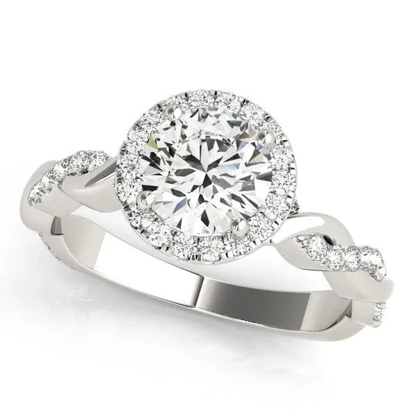 Lab Grown Round Diamond Halo Engagement Ring with Crossover Shank - 14k Yellow Gold / 1.00 Carat: the shop's own photo