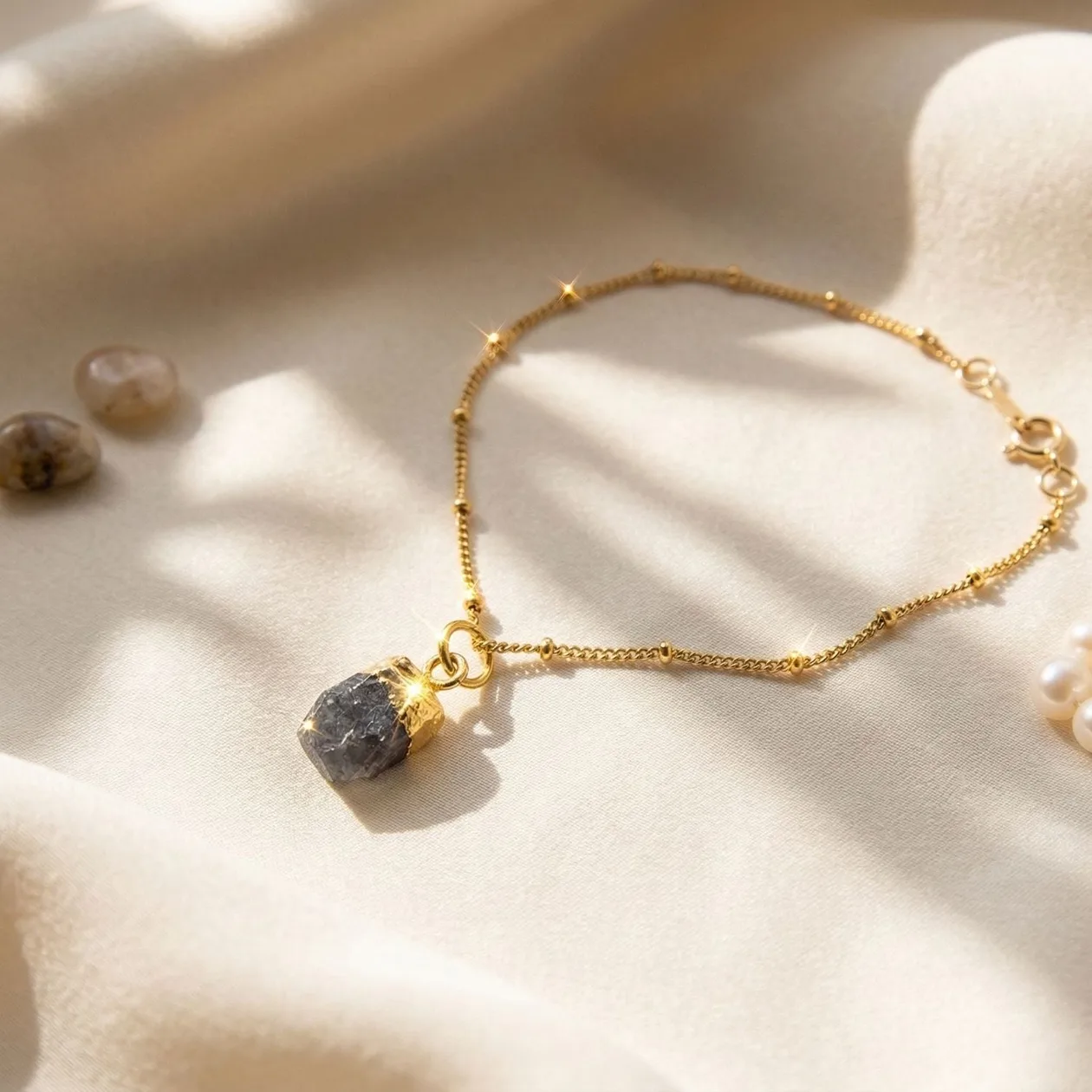 Raw Sapphire September Birthstone Satellite Bracelet: the shop's own photo