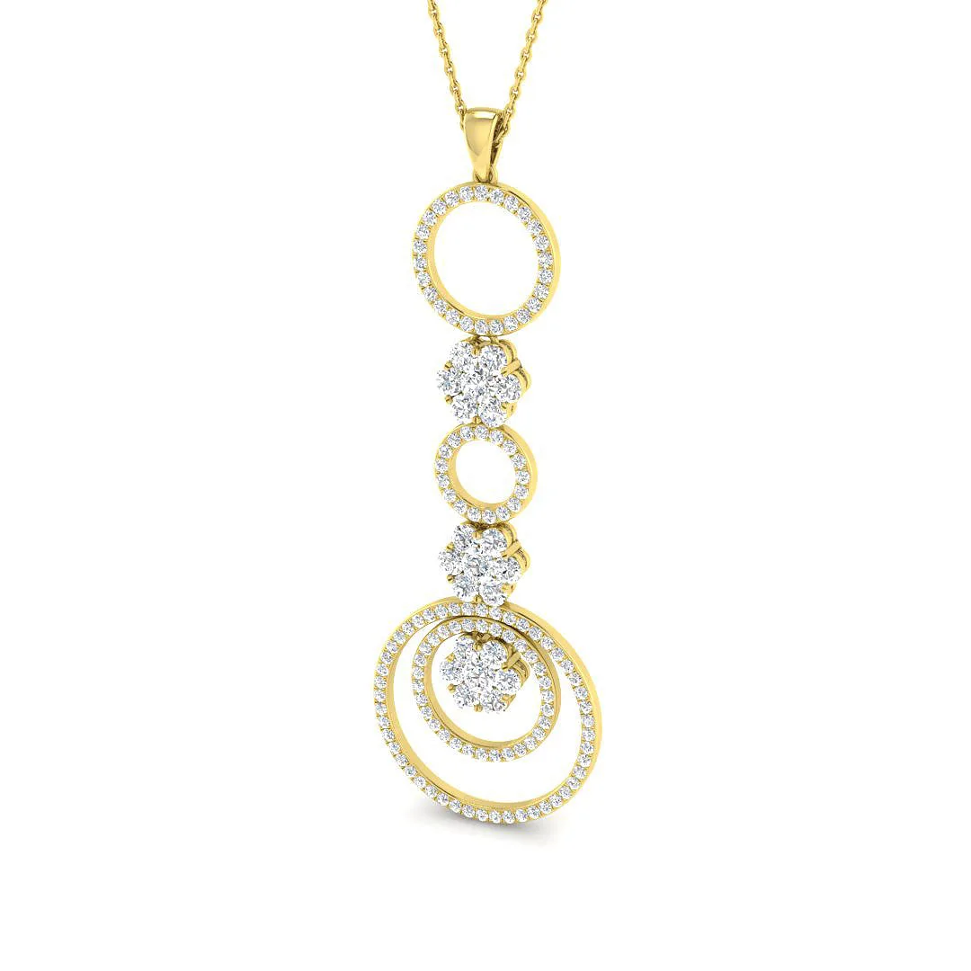 Spiral Diamond Pendant Necklace with Multi-Layer Design Without Chain - 9k Yellow Gold / Natural Diamond(F/SI) / 1.50 Carat: the shop's own photo