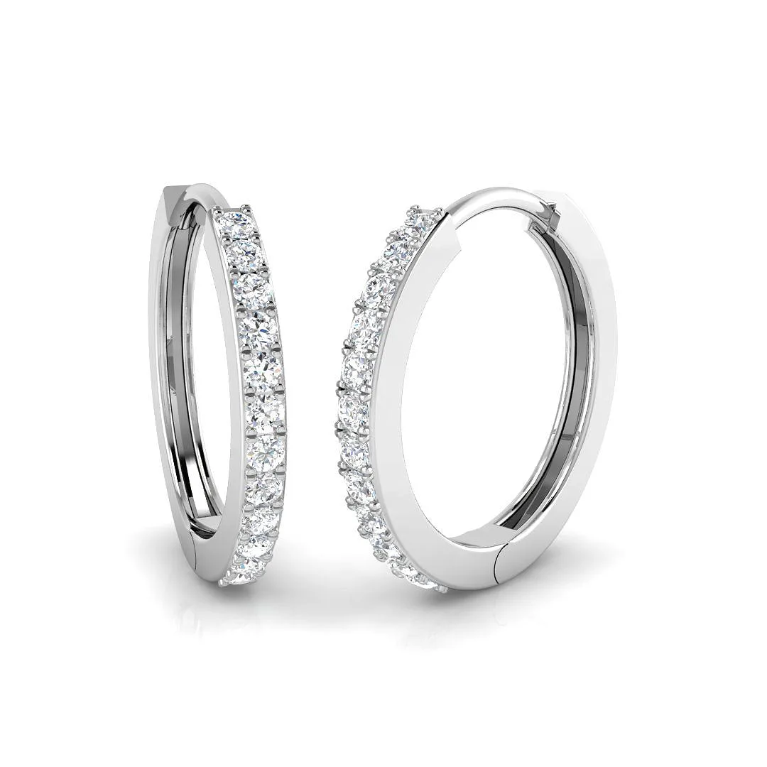 0.2 Ct Round Diamond Hoop Earrings | Lab-Grown & Natural | 9k/18k Gold & Platinum - 9k White Gold / 0.2 Carat / Natural Diamond(F-VS): the shop's own photo