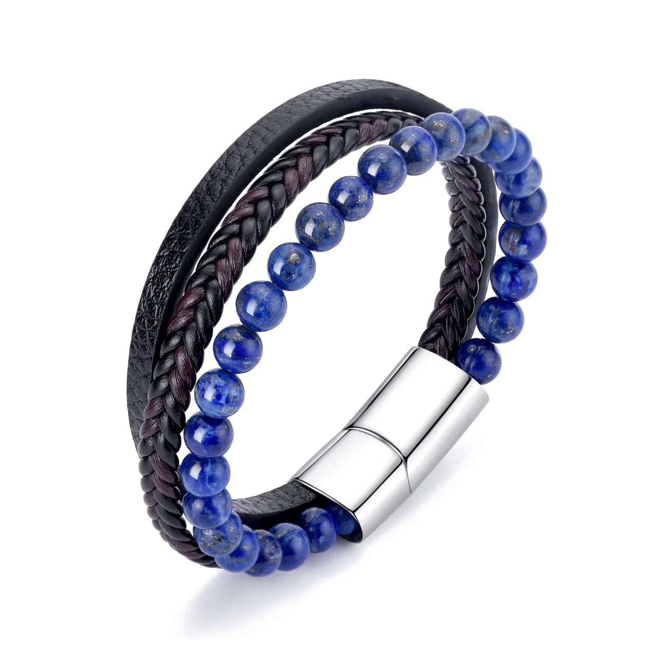Men's Genuine Leather Lapis Bracelet: the shop's own photo