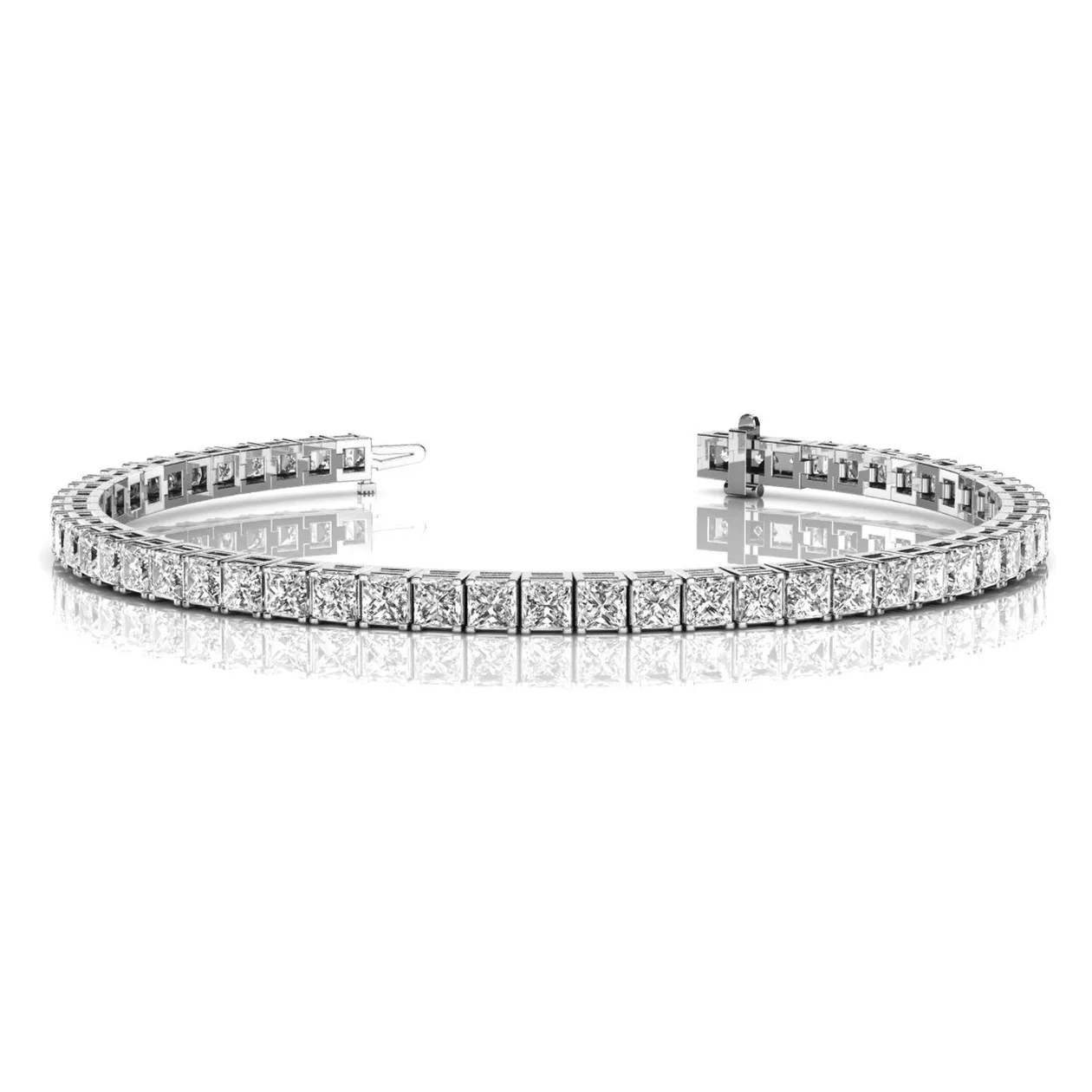 Princess Cut Diamond Tennis Bracelet – Natural & Lab Grown | Gold & Platinum - 18k Yellow Gold / 2.50 Carat / Lab Grown Diamond: the shop's own photo