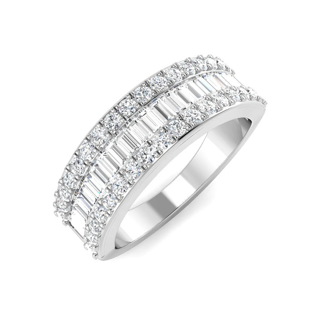 Lab-Grown Round & Baguette Diamond Half Eternity Sandwich Ring | Wedding Gift For Her | UK Hallmarked - 18k Yellow Gold / 0.50 Carat: the shop's own photo