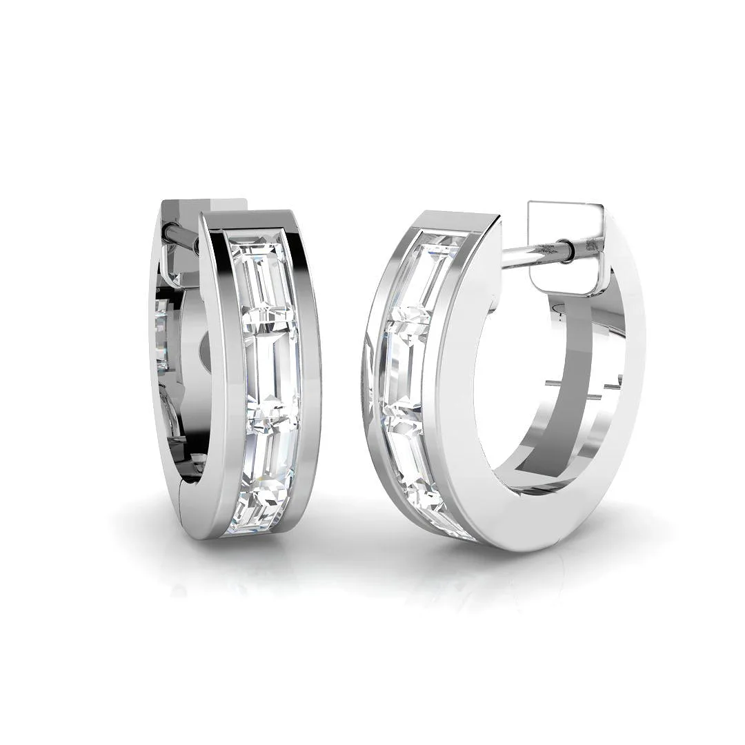 0.5 Ct Baguette Diamond Hoop Earrings | Lab-Grown & Natural | 9k/18k Gold & Platinum - 0.5 Carat / Lab Grown Diamond(D-VVS) / 9k White Gold: the shop's own photo
