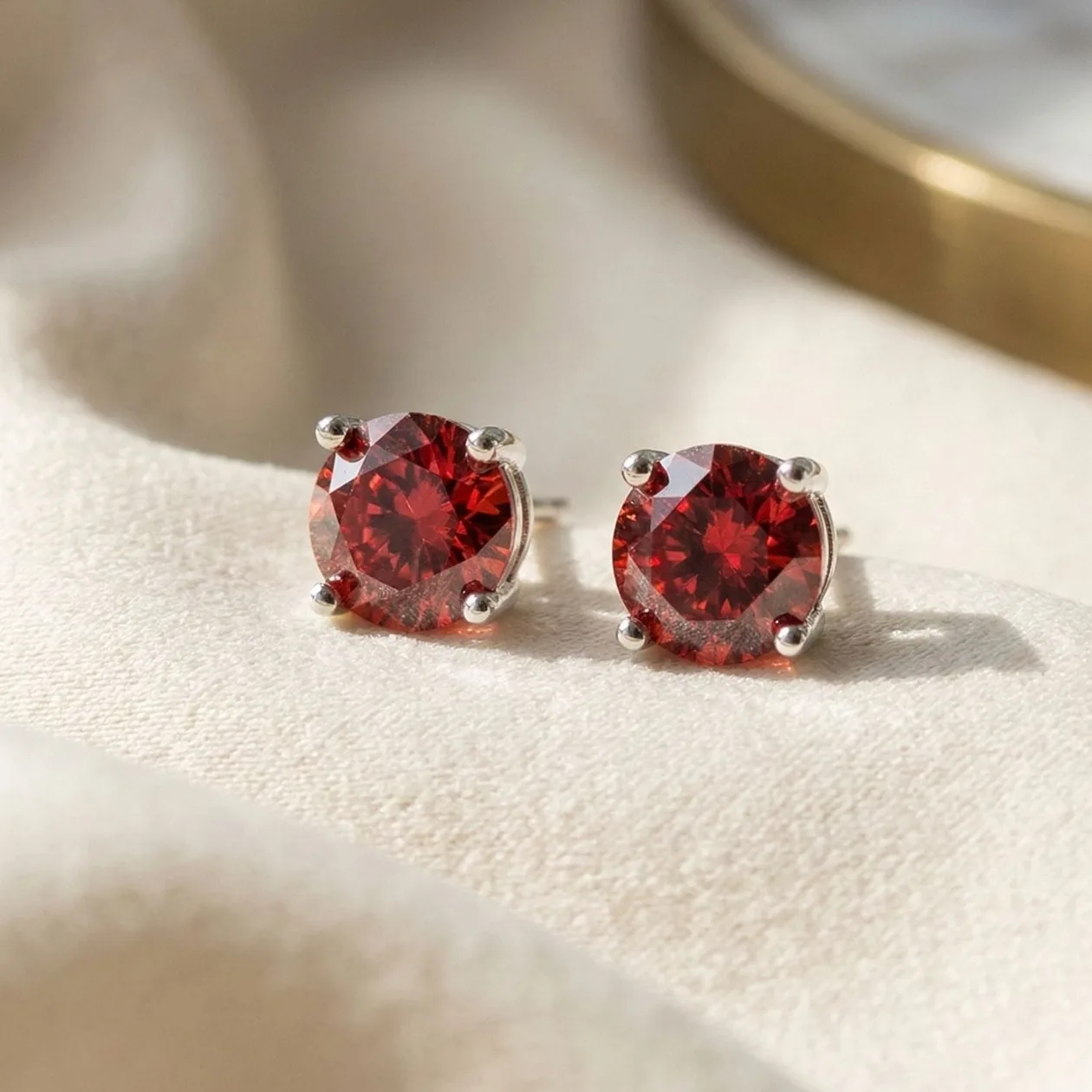 Ruby Moissanite Crystal Sterling Silver Earrings: the shop's own photo