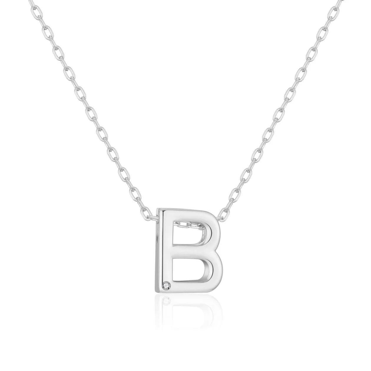 Customisable Initial Necklace (A-Z) with Option of Birthstone Charm - B: the shop's own photo