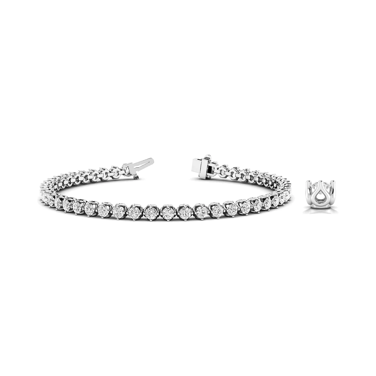 Classic Lab Grown Or Natural Round Cut Diamond Tennis Bracelet in 9K White Gold - 18k Yellow Gold / 2.50 Carat / Lab Grown Diamond: the shop's own photo