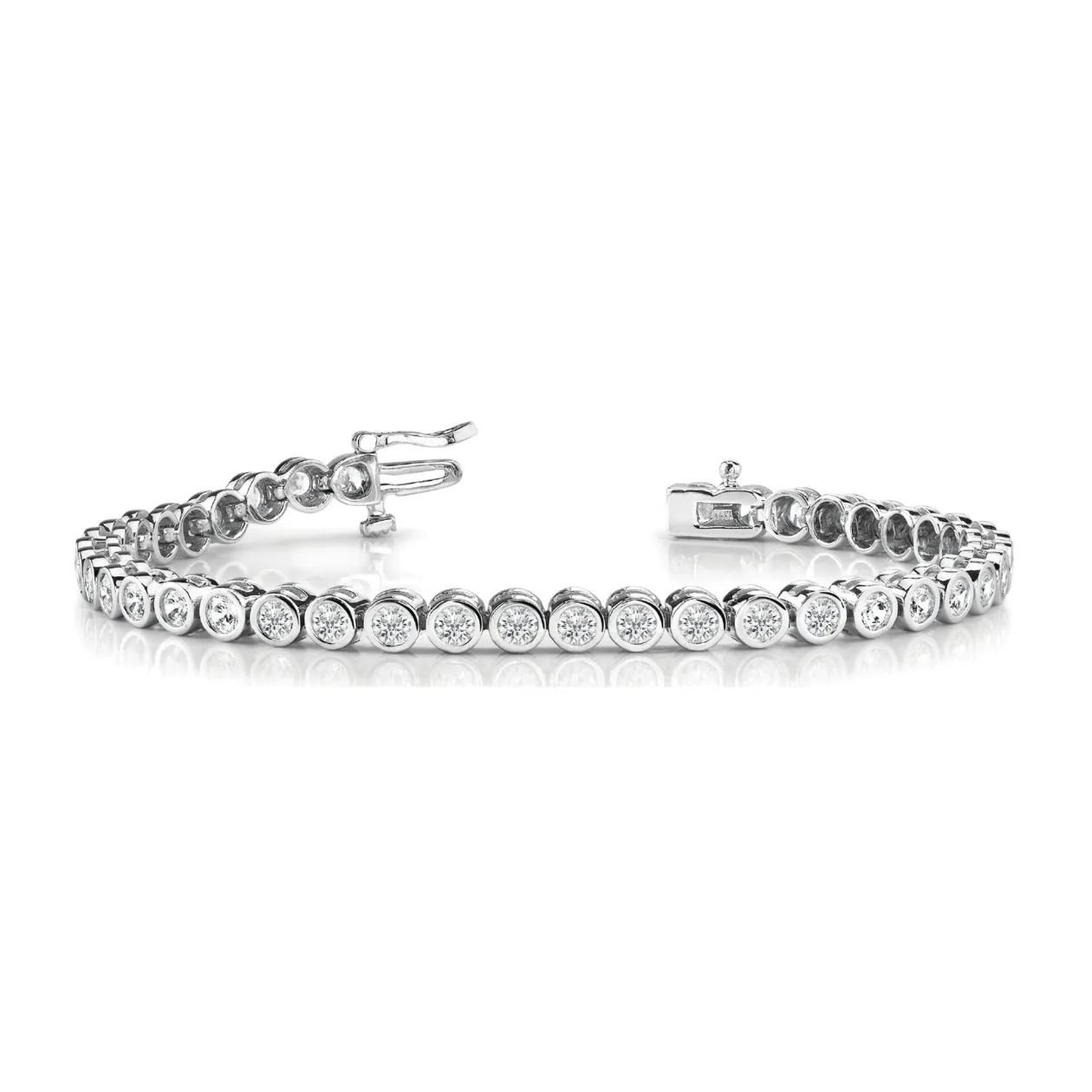 2.0Ct Lab Grown Diamond Round Cut Bezel Set Diamond Tennis Bracelet in 9K White Gold: the shop's own photo