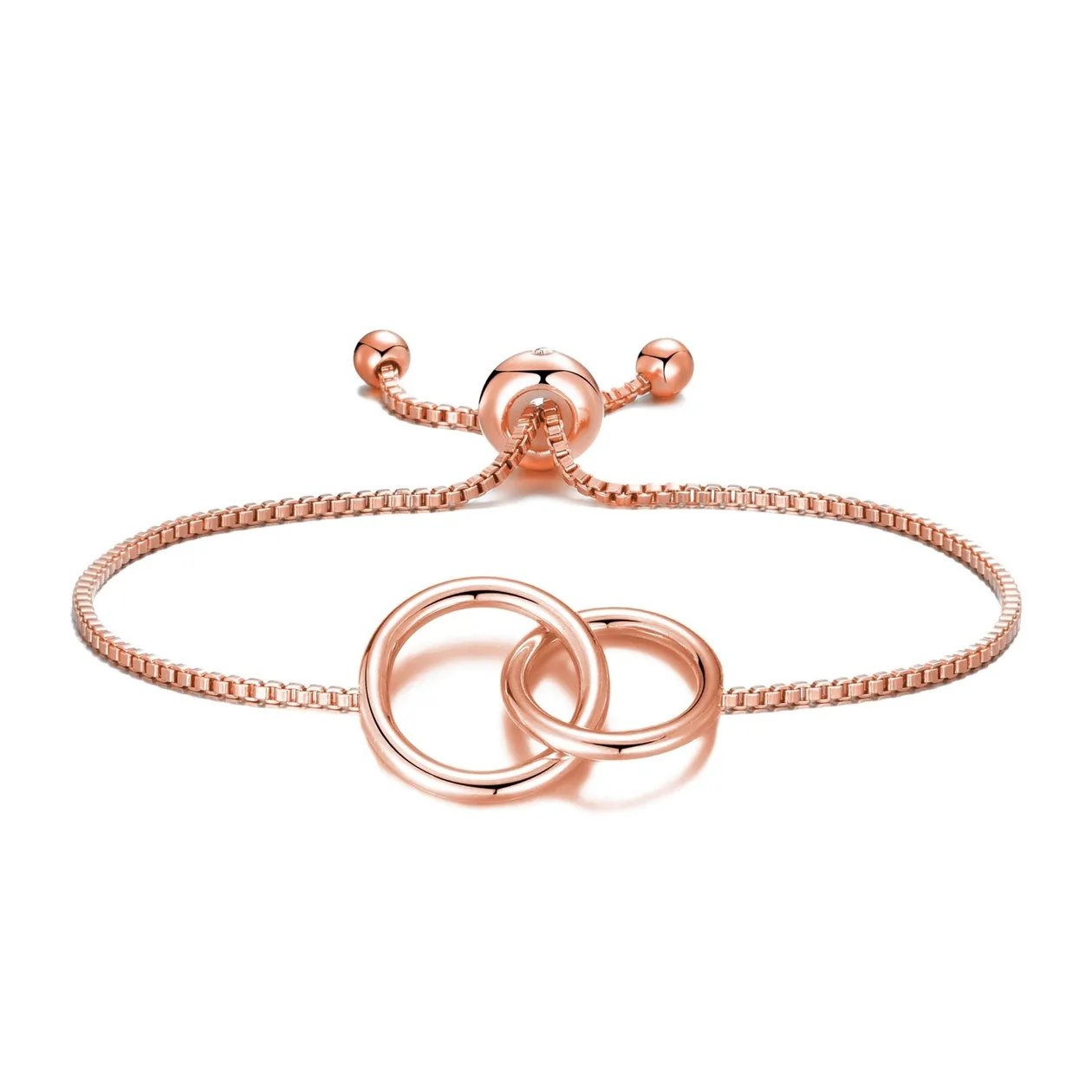 Rose Gold Plated Link Friendship Slider Bracelet Created with Zircondia® Crystals: the shop's own photo
