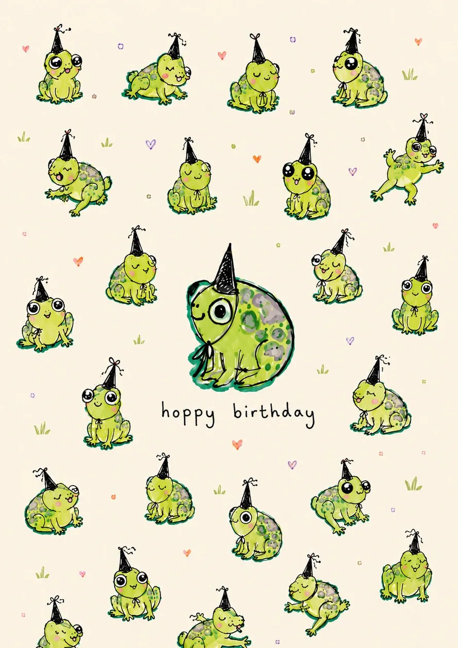 Funny Hoppy Birthday Frogs Birthday Card: the shop's own photo