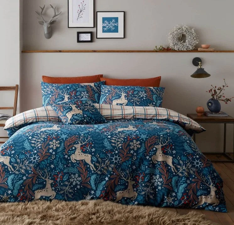Winter Stags Duvet Cover Set - Blue / Super King: the shop's own photo