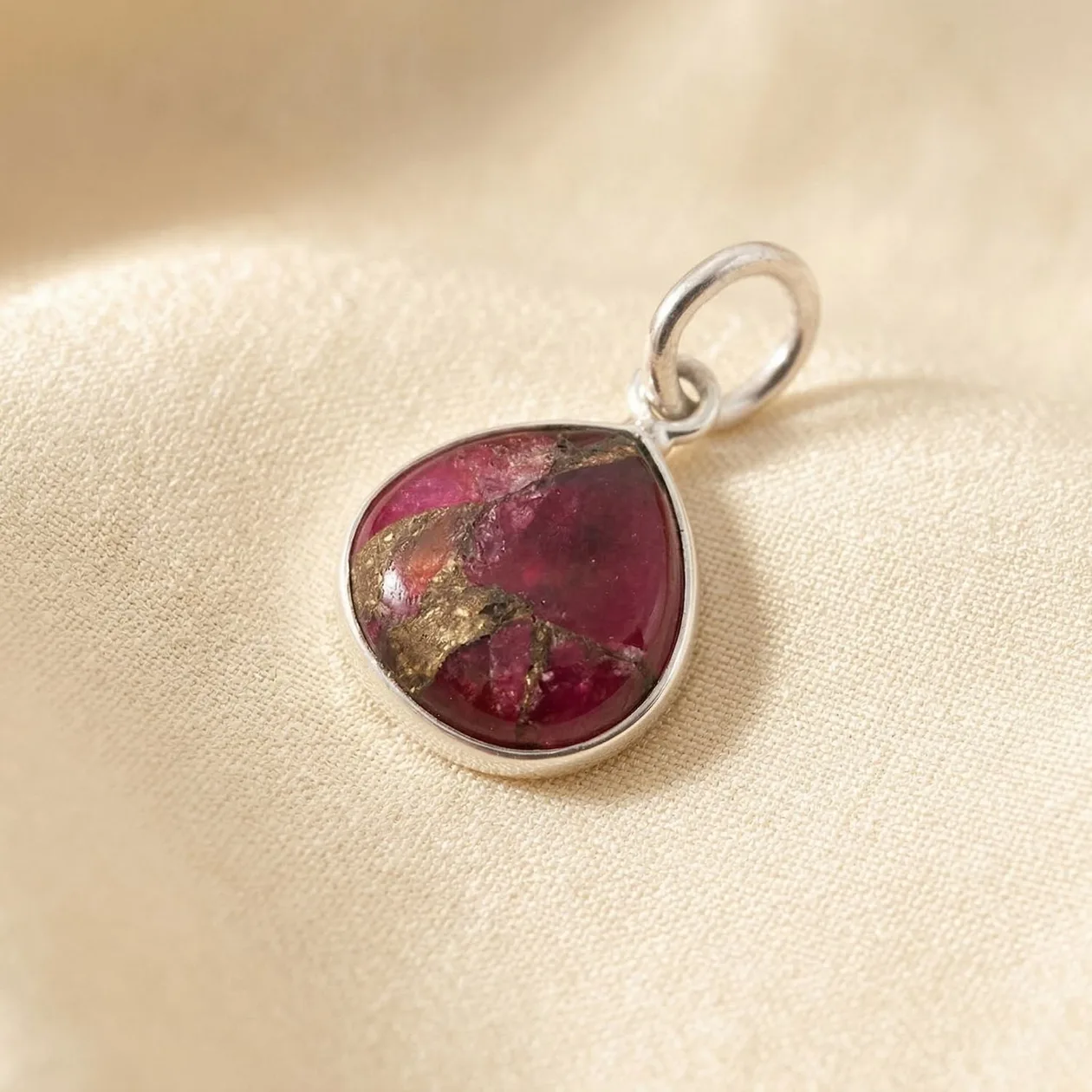 Silver Garnet January Birthstone Charm Pendant: the shop's own photo