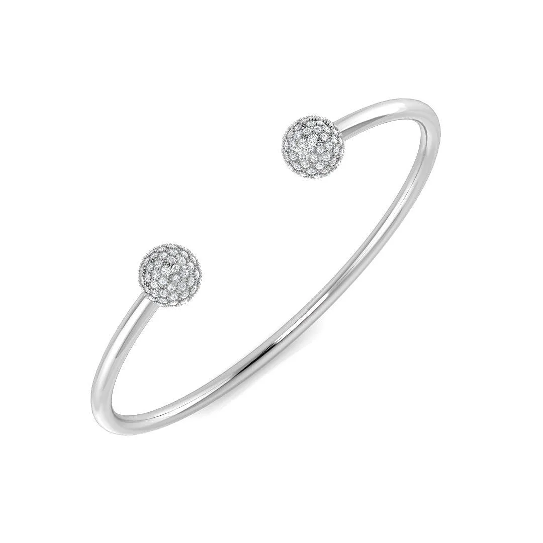 18K White Gold Natural Diamond Cluster Open Cuff Bangle with Pave Round Ends - 9k Yellow Gold / 0.40 Carat / Lab Grown Diamond: the shop's own photo