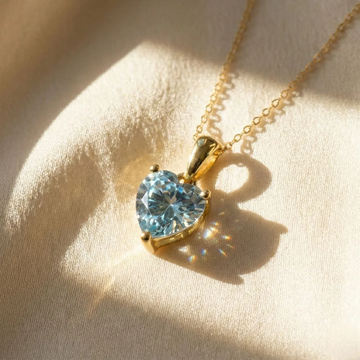 Heart Aquamarine March Birthstone Necklace: the shop's own photo