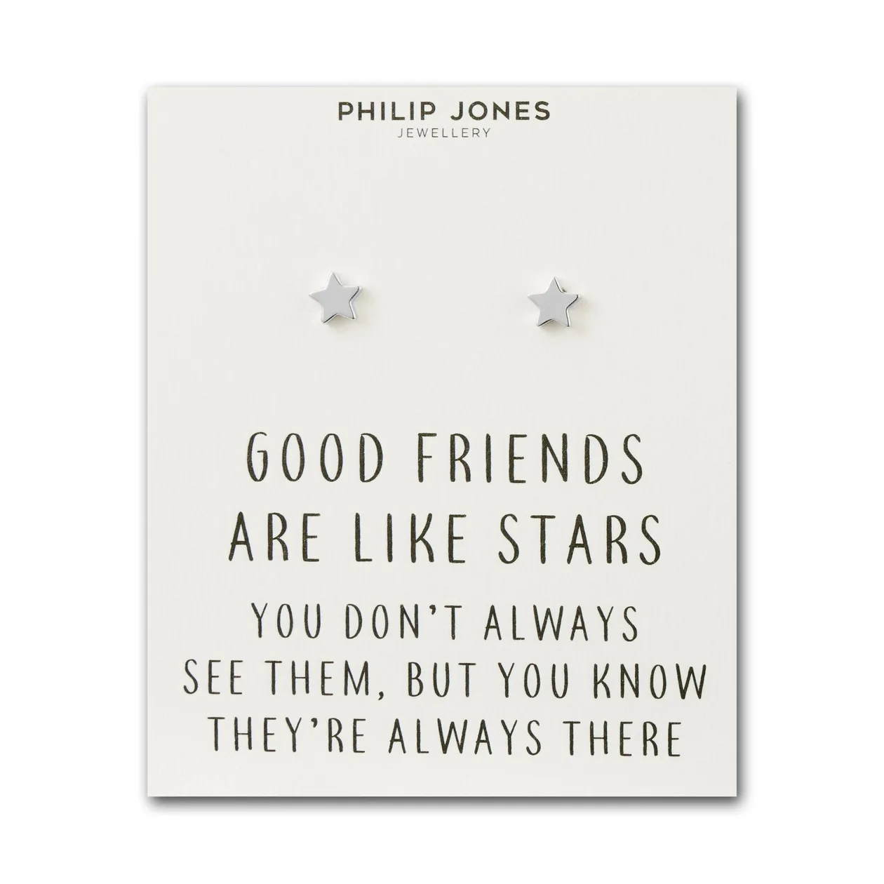 Silver Plated Star Stud Earrings with Quote Card: the shop's own photo