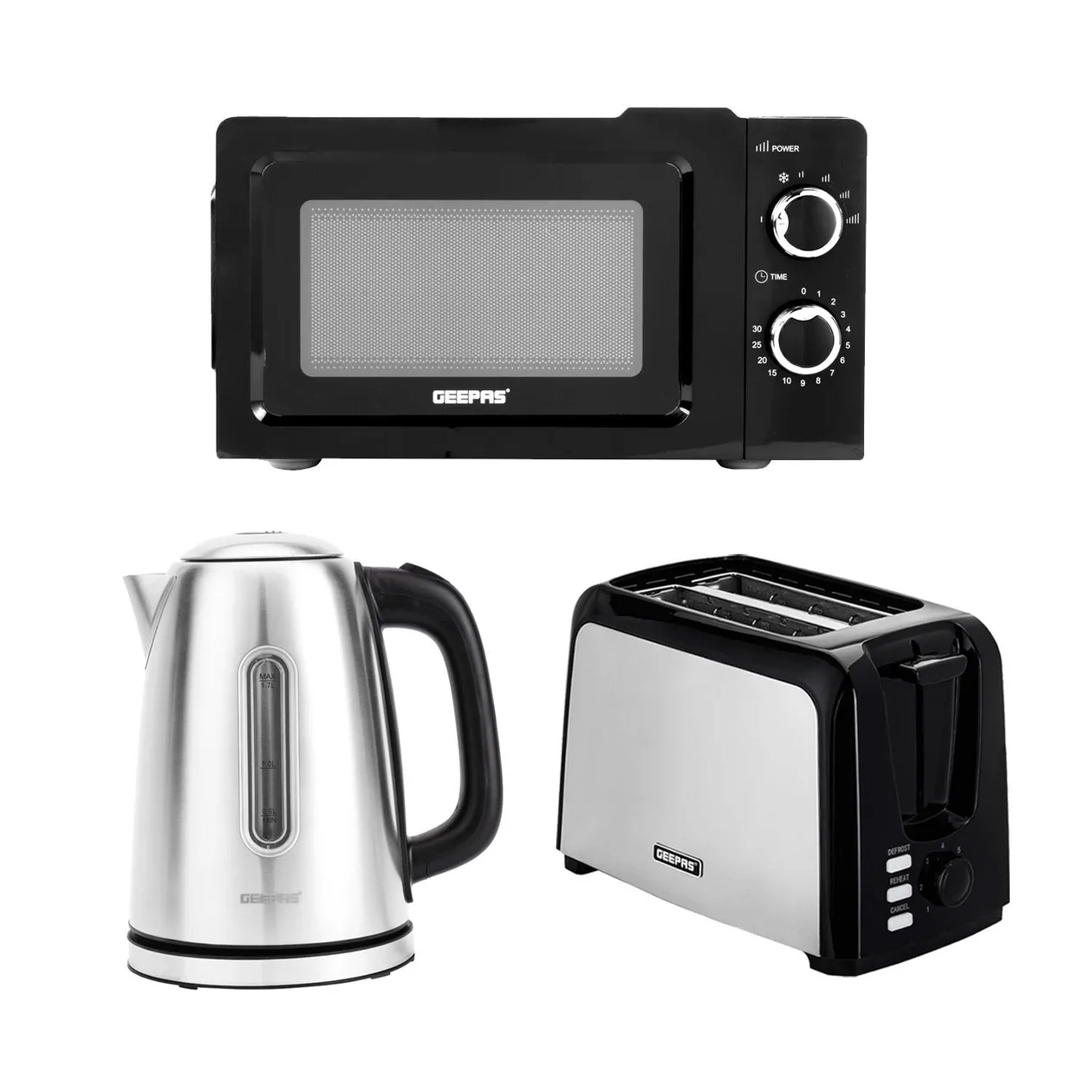 2 Slice Toaster, 1.7L Electric Kettle & 20L Solo Microwave Set: the shop's own photo