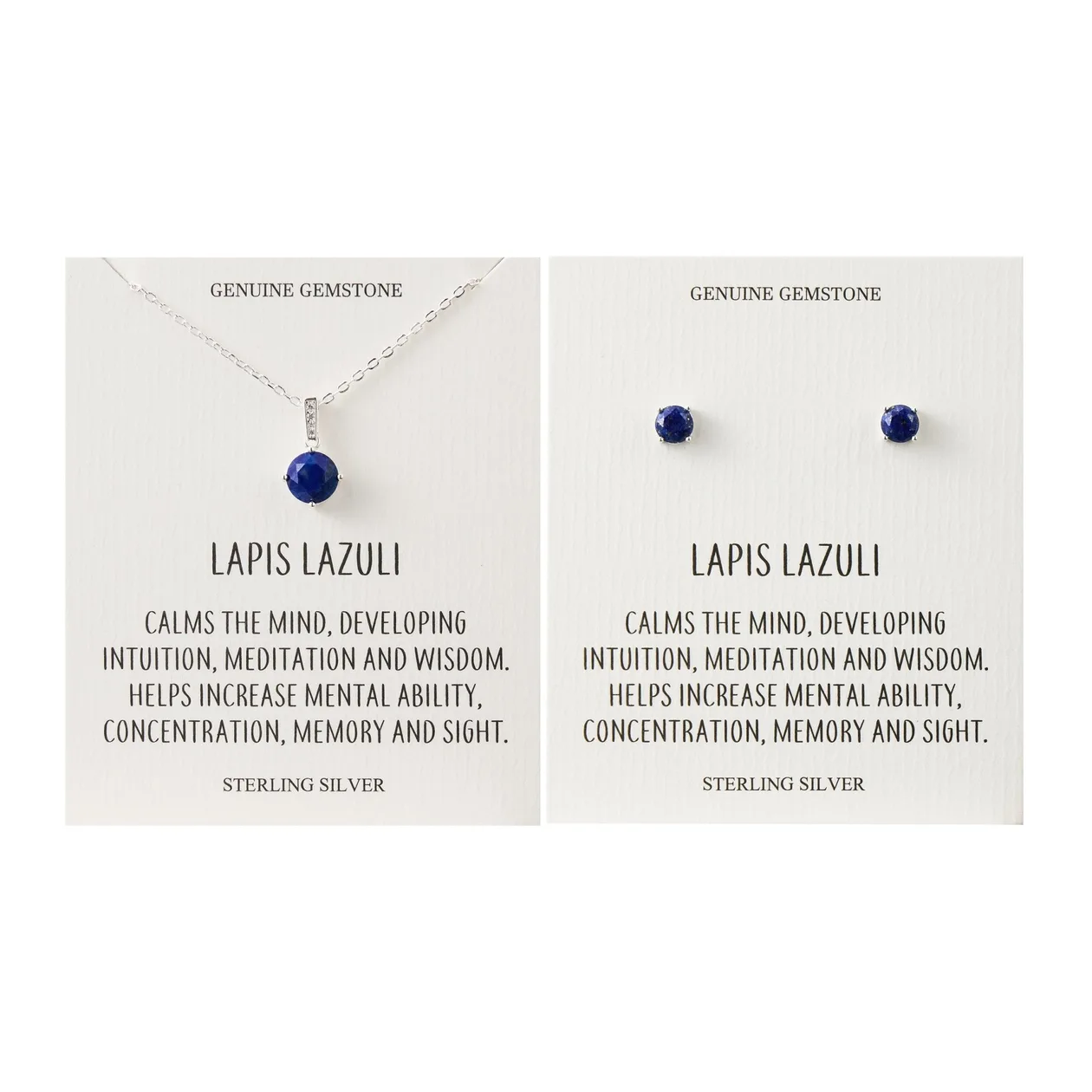 Sterling Silver Lapis Gemstone Set with Quote Card: the shop's own photo