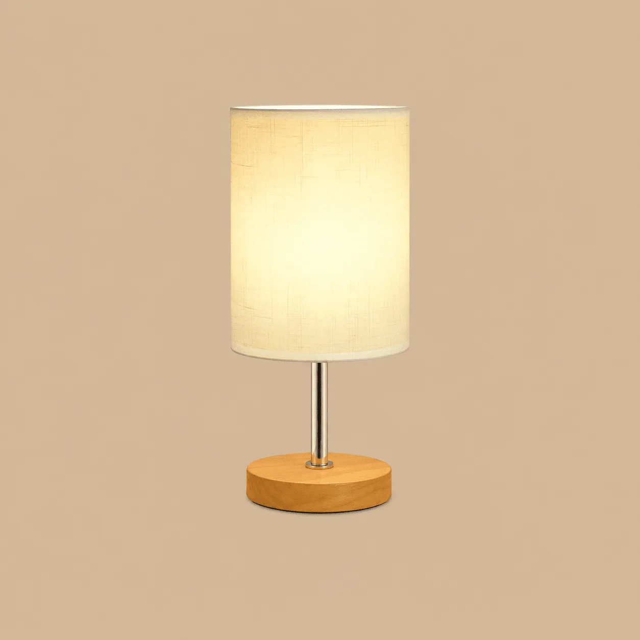 Warm White Bedside Lamp with Wooden Base: the shop's own photo
