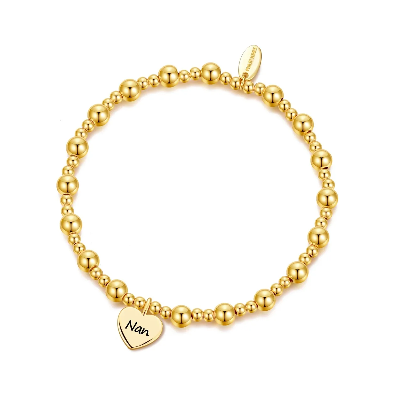 18k Gold Plated Nan Heart Charm Beaded Stretch Bracelet: the shop's own photo