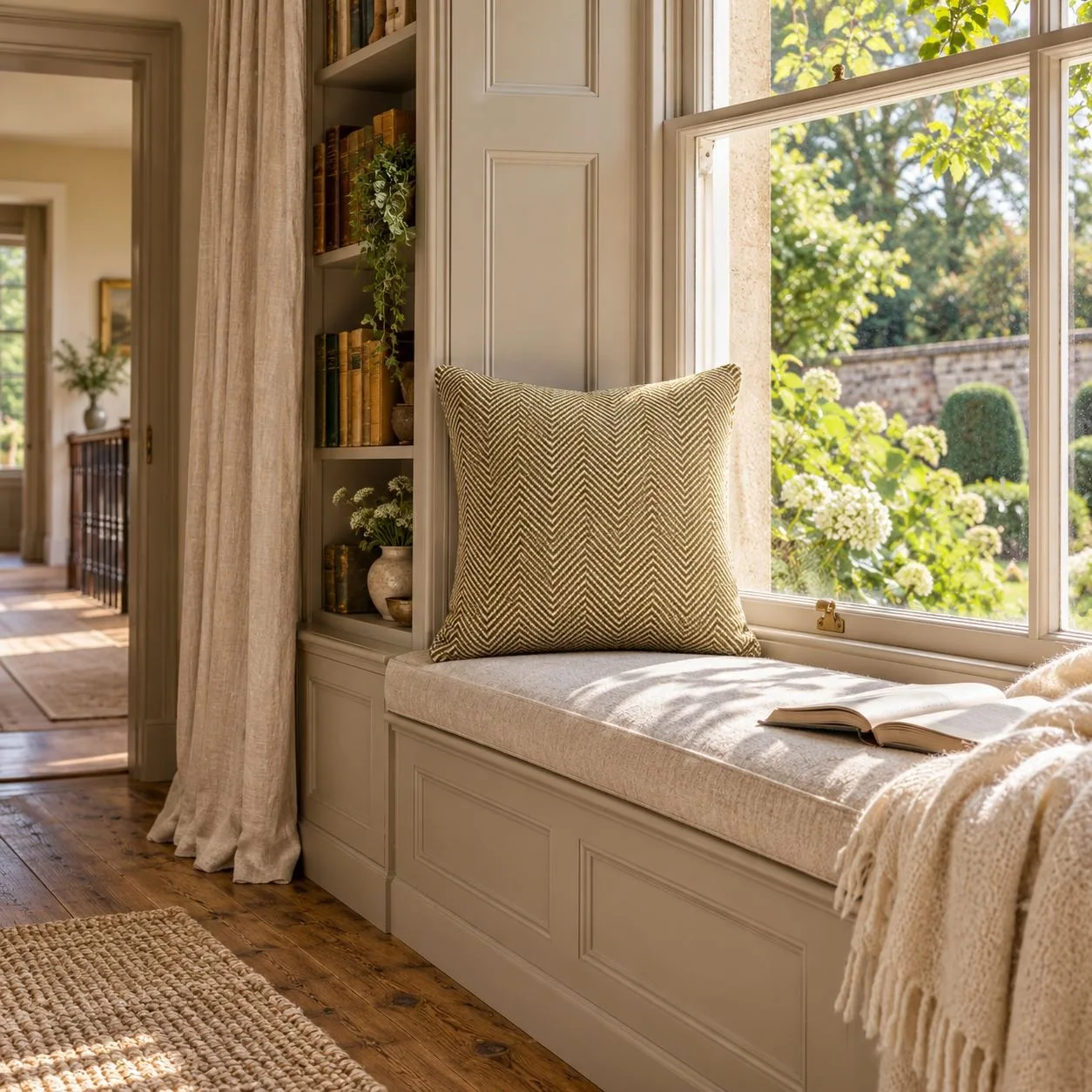 Greenwood & Grove Moss Herringbone Woven Filled Cushion 42 x 42cm - Default Title: the shop's own photo