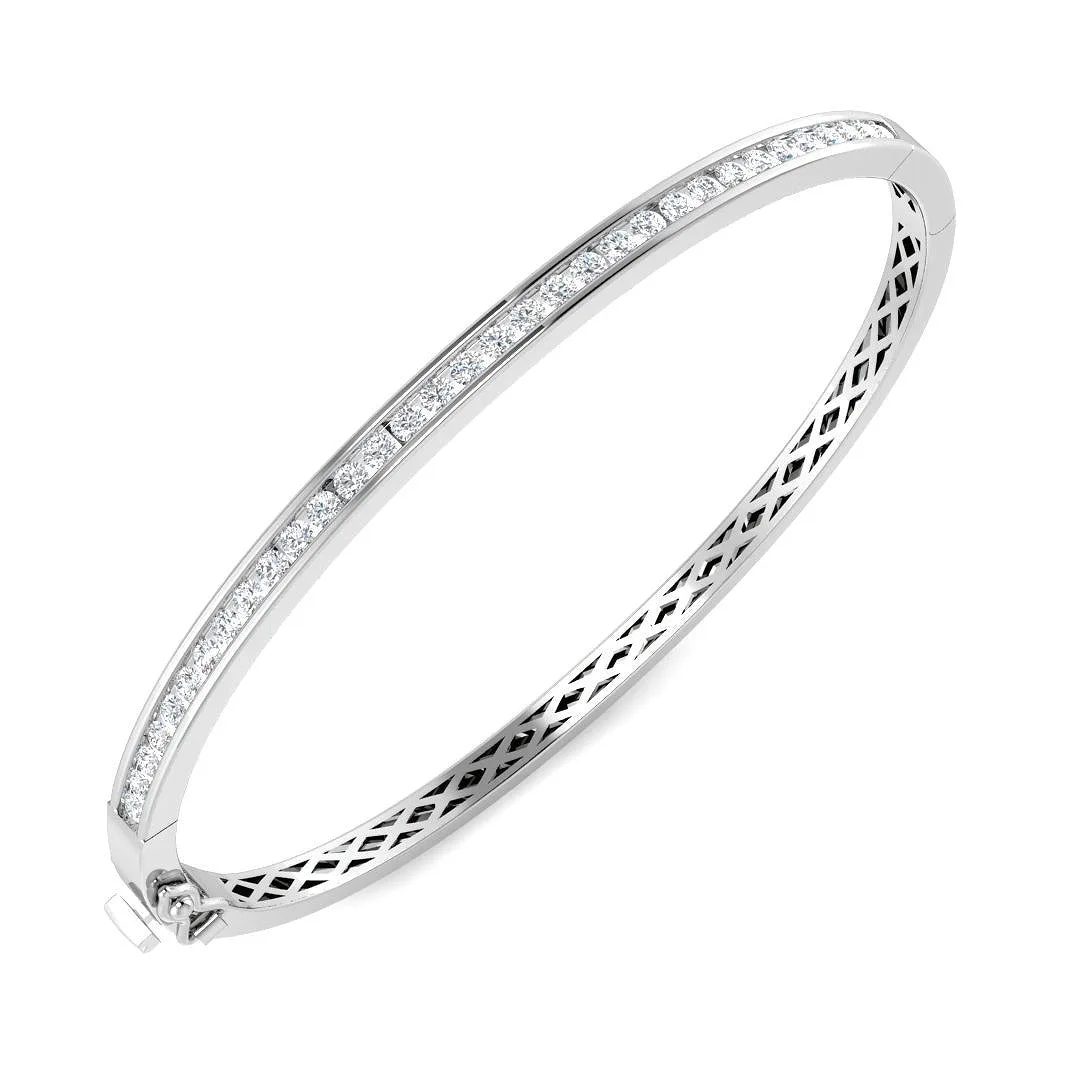 Round Cut Lab Grown Diamond Channel Set Eternity Bangle in 18K White Gold - Hinged Box - 9k Yellow Gold / 1.00 Carat / Natural Diamond: the shop's own photo