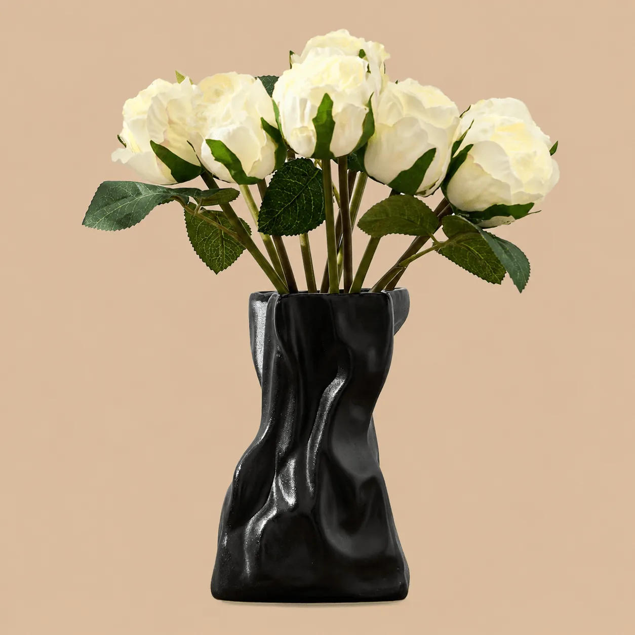 Metallic Black Ceramic Flower Vase: the shop's own photo