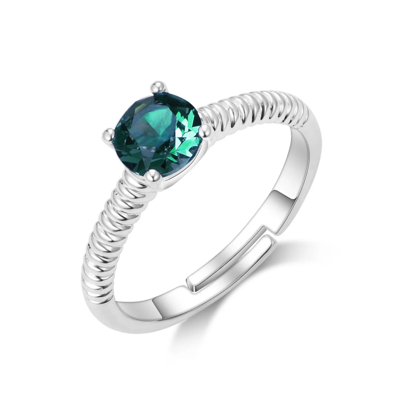 Green Adjustable Crystal Ring Created with Zircondia® Crystals: the shop's own photo