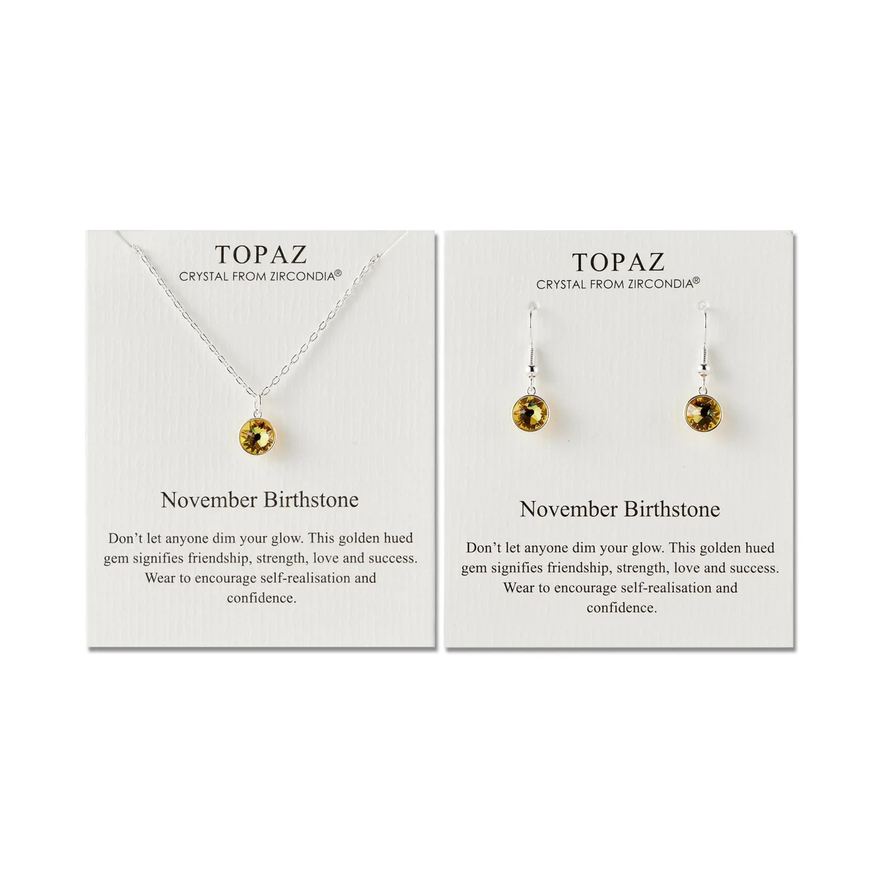 November (Topaz) Birthstone Necklace & Drop Earrings Set Created with Zircondia® Crystals: the shop's own photo