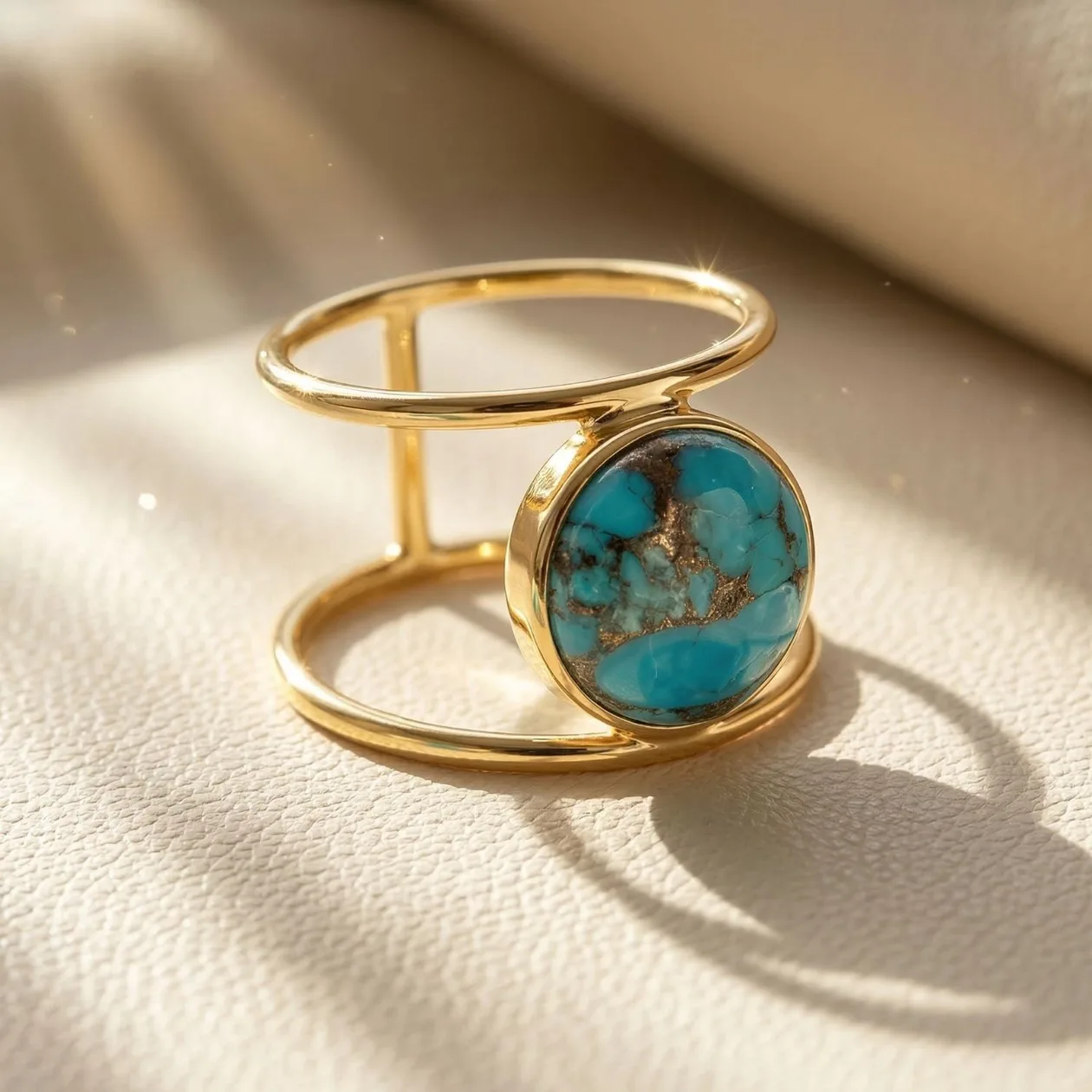 Turquoise Gemstone Gold Vermeil Plated Statement Ring - Large (US size 8/ UK size Q): the shop's own photo