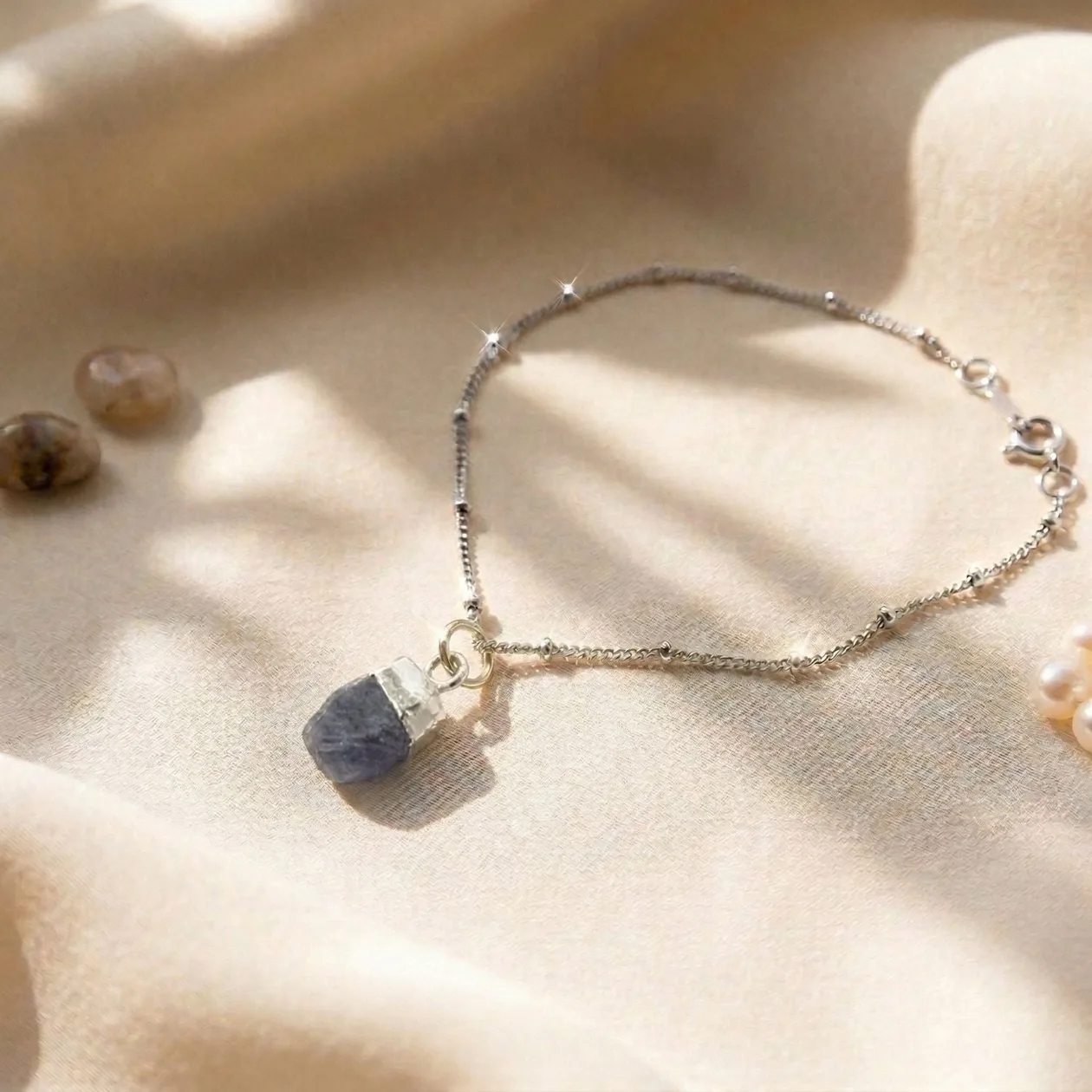 Raw Blue Sapphire Sterling Silver Bracelet: the shop's own photo