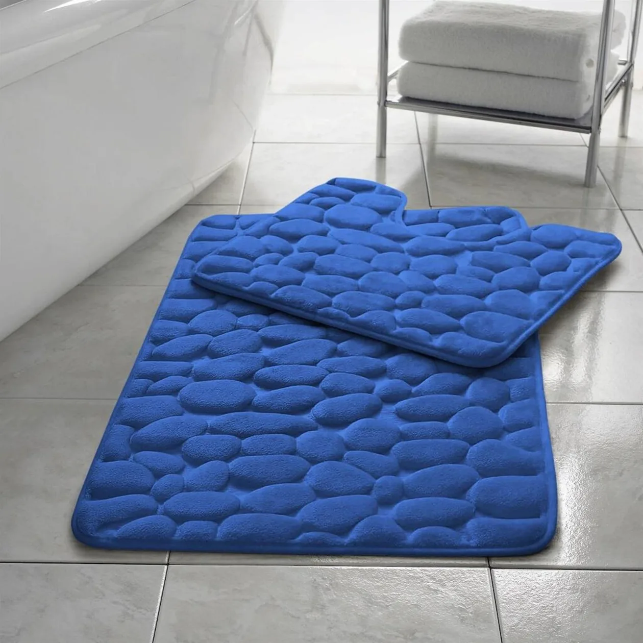 Memory Foam Pebbles Bath Mat Sets - Blue: the shop's own photo