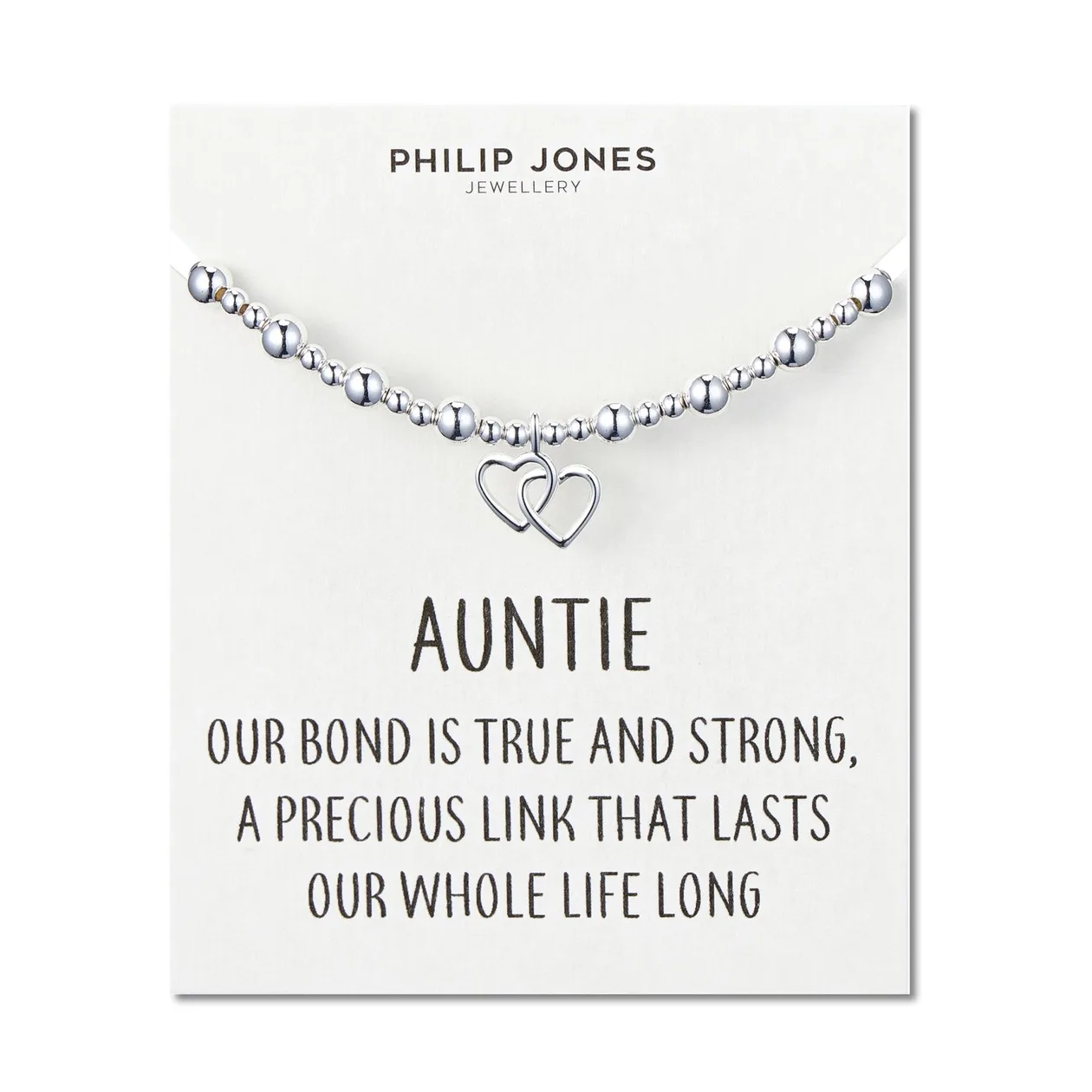 Auntie Heart Link Beaded Stretch Bracelet with Quote Card: the shop's own photo