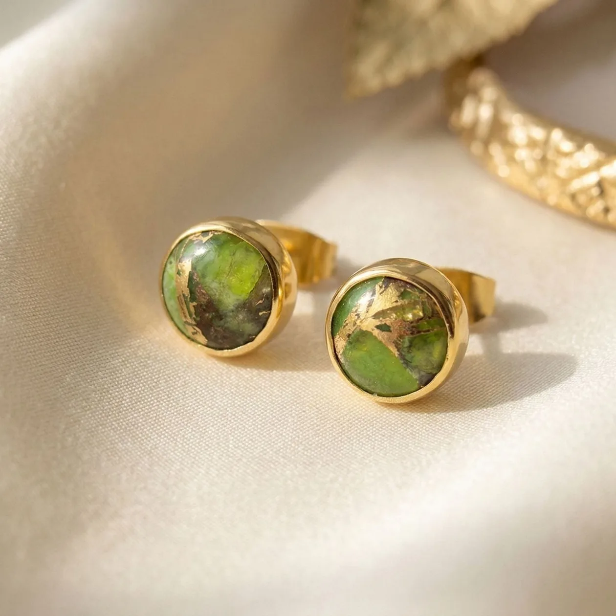 Peridot August Birthstone Stud Gold Vermeil Earrings: the shop's own photo