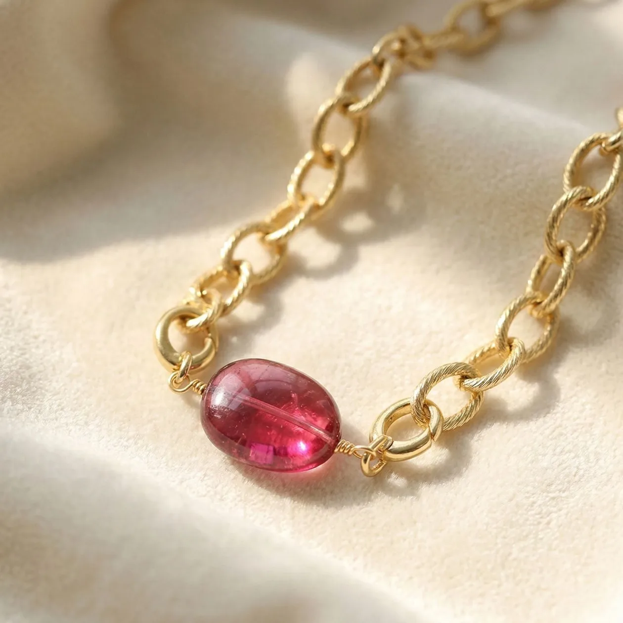 Pink Tourmaline October Birthstone Statement Pendant Necklace: the shop's own photo